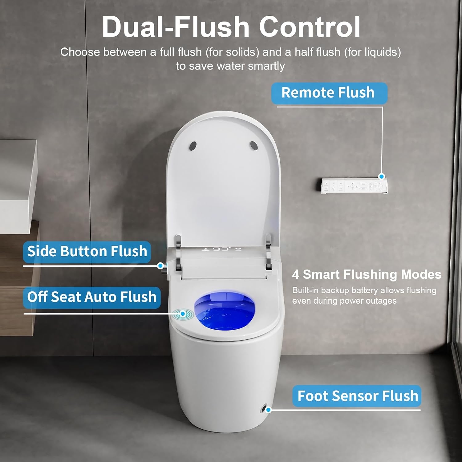 Smart Toilet with Bidet Built in, Bidet Toilet with Heated Seat and Night Light, One Piece Toilet for Bathroom, UV-C light, Foam Shield, Dual Flush - Manual Lid/Seat