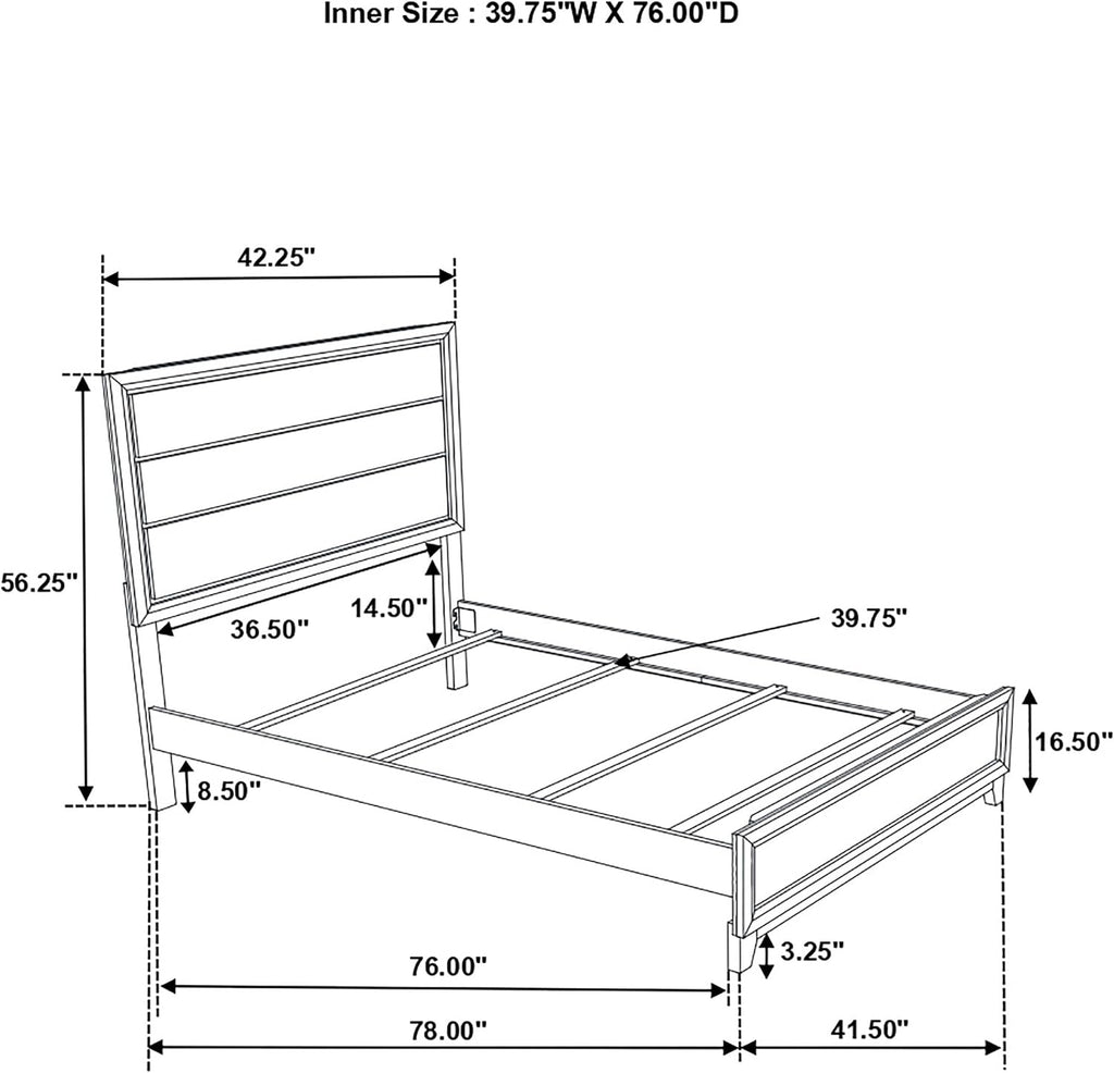 Coaster Home Furnishings - Watson - Wood - 5-Piece Bedroom Set with Panel Headboard and Groove Details - Bedroom - Twin Size - Light Taupe - 215911T-S5