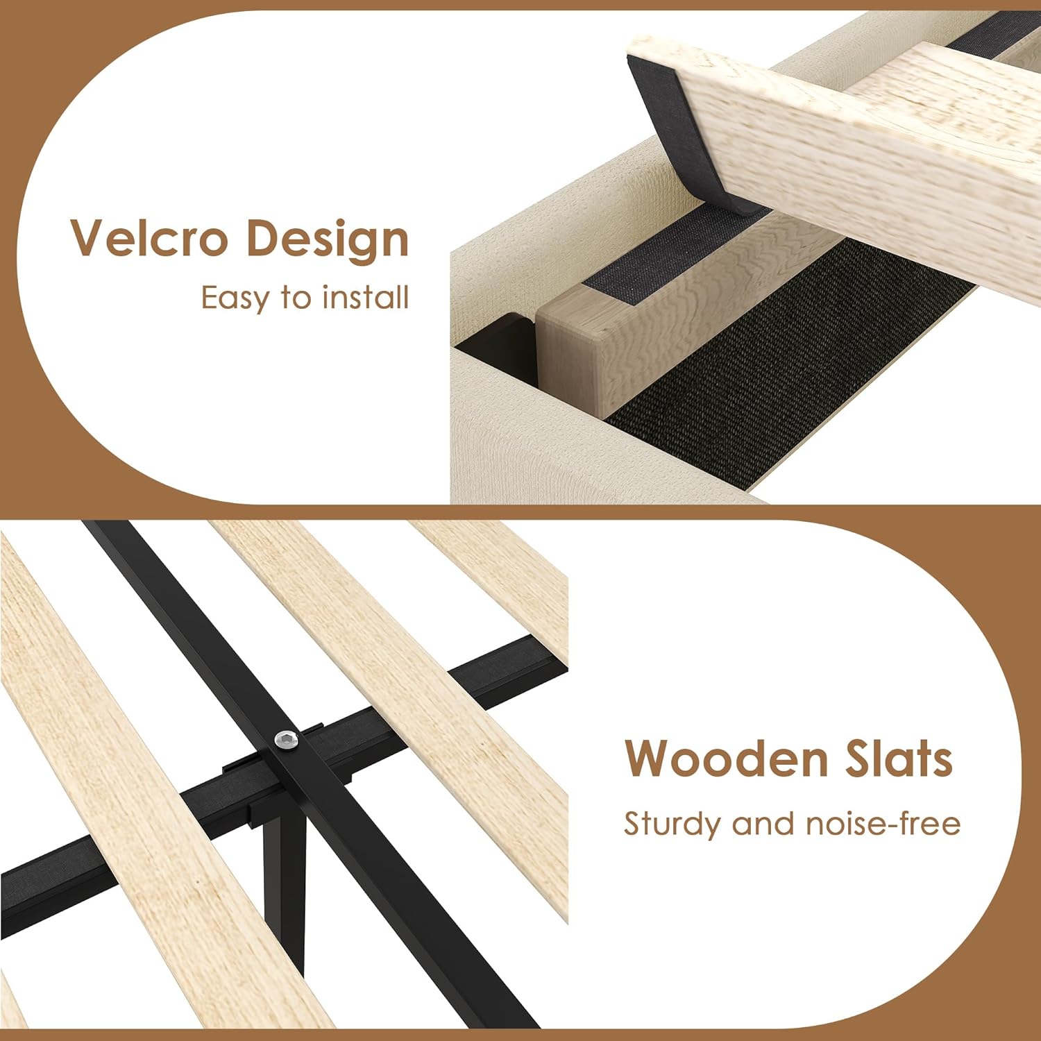 VECELO King Size Upholstered Bed Frame with 4 Storage Drawers, Adjustable Velvet Rivet Decor Headboard, Wooden Slats Platform Support, No Box Spring Needed, Easy Assembly,Beige