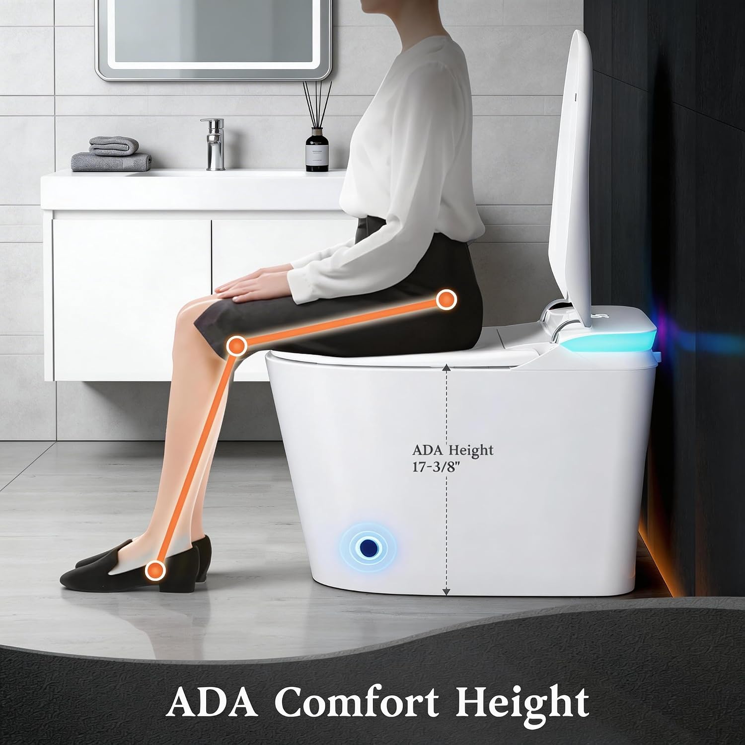 Smart Toilet with Bidet Built in, Tankless One Piece Toilets with Aromatherapy & Colorful Night Light, Bidet Toilet with Heated Seat, Soft Close, Dryer, Foot Sensor, Auto Lid&Seat