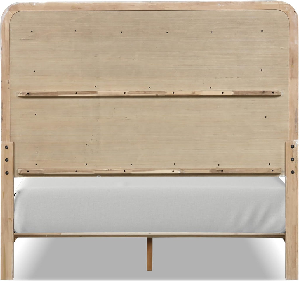 Furniture of America Verena Boho Solid Wood 3-Piece Bedroom Set with Padded Headboard Bed, Metal Side Glide, Finger Pulls on Nightstand and Chest, Box Spring Needed, King, Natural