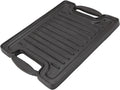 Focket Cast Iron Griddle, Nonstick Thickened 3.3mm Rectangular BBQ Grill Plate Double Sided Flat Ridged Skillet Pan Even Heating for Gas Stove Top Oven with Hollow Handles