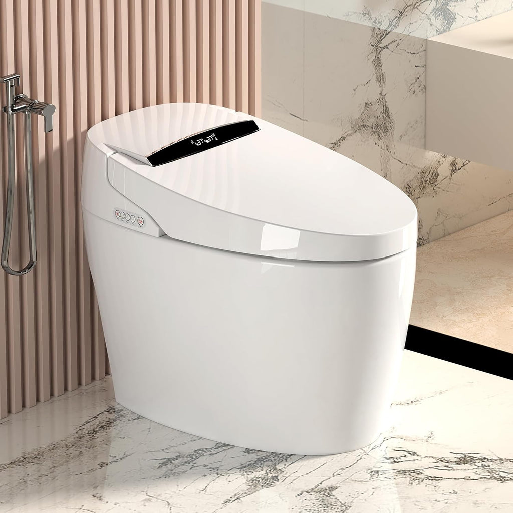 Smart Toilets with Heated Bidet Seat.Portable toilet with bidet built.Intelligent Toilet Auto Open,Close Seat. Bidet toilet with Dryer and Warm Water
