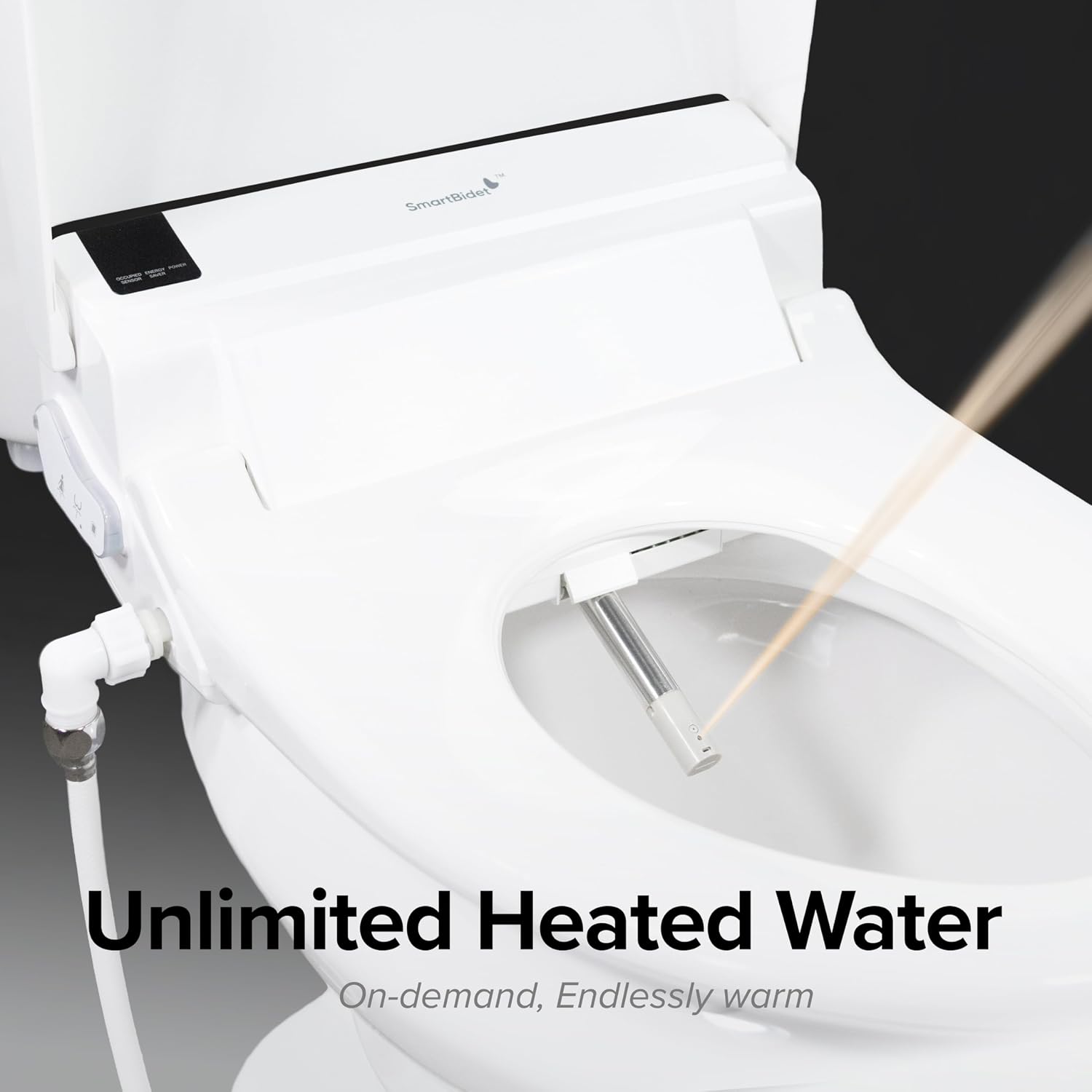 SmartBidet® SB-3000 Electric Smart Bidet Toilet Seat for Elongated Toilets with Remote Control with Screen, Unlimited & On Demand Warm Water
