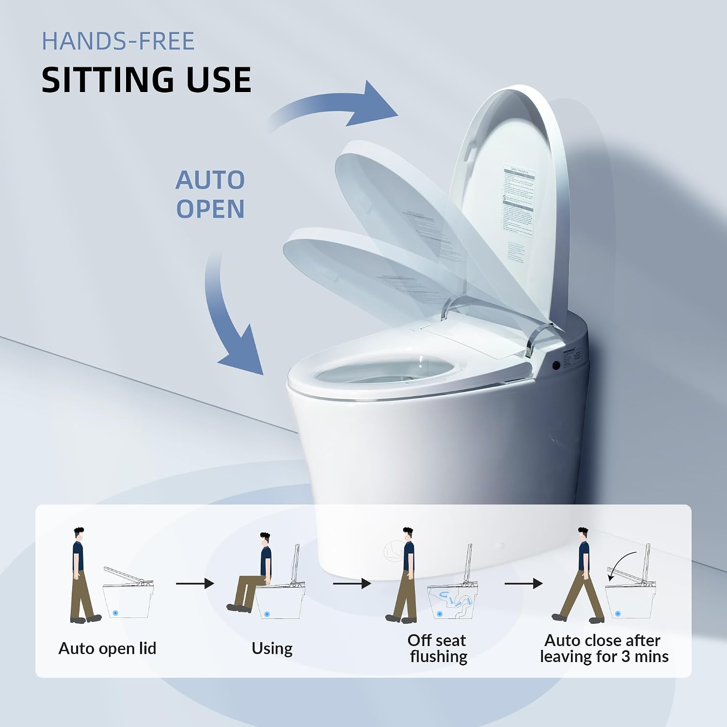 WOODBRIDGE Smart Toilet, Auto Open & Close, Auto Flush, Foot Sensor Operation, Heated Seat and Integrated Multi Function Remote Control in White
