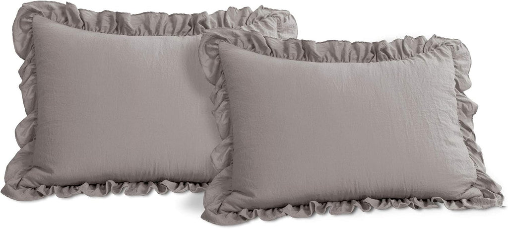 Lush Decor Reyna Ruffle Comforter Set - 3 Piece Cozy Ruffled Bedding Set - Timeless Elegance and Comfort for Bedroom - King, Gray