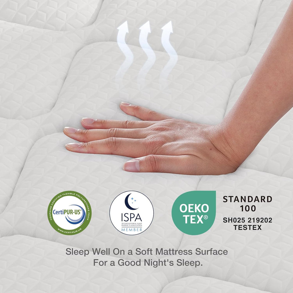Novilla Twin Mattress, 10 Inch Twin Hybrid Mattress for Kids, Pocket Innerspring Pillow Top Mattresses for Motion Isolation, Pressure Relief & Edge Support, Medium Firm Feel