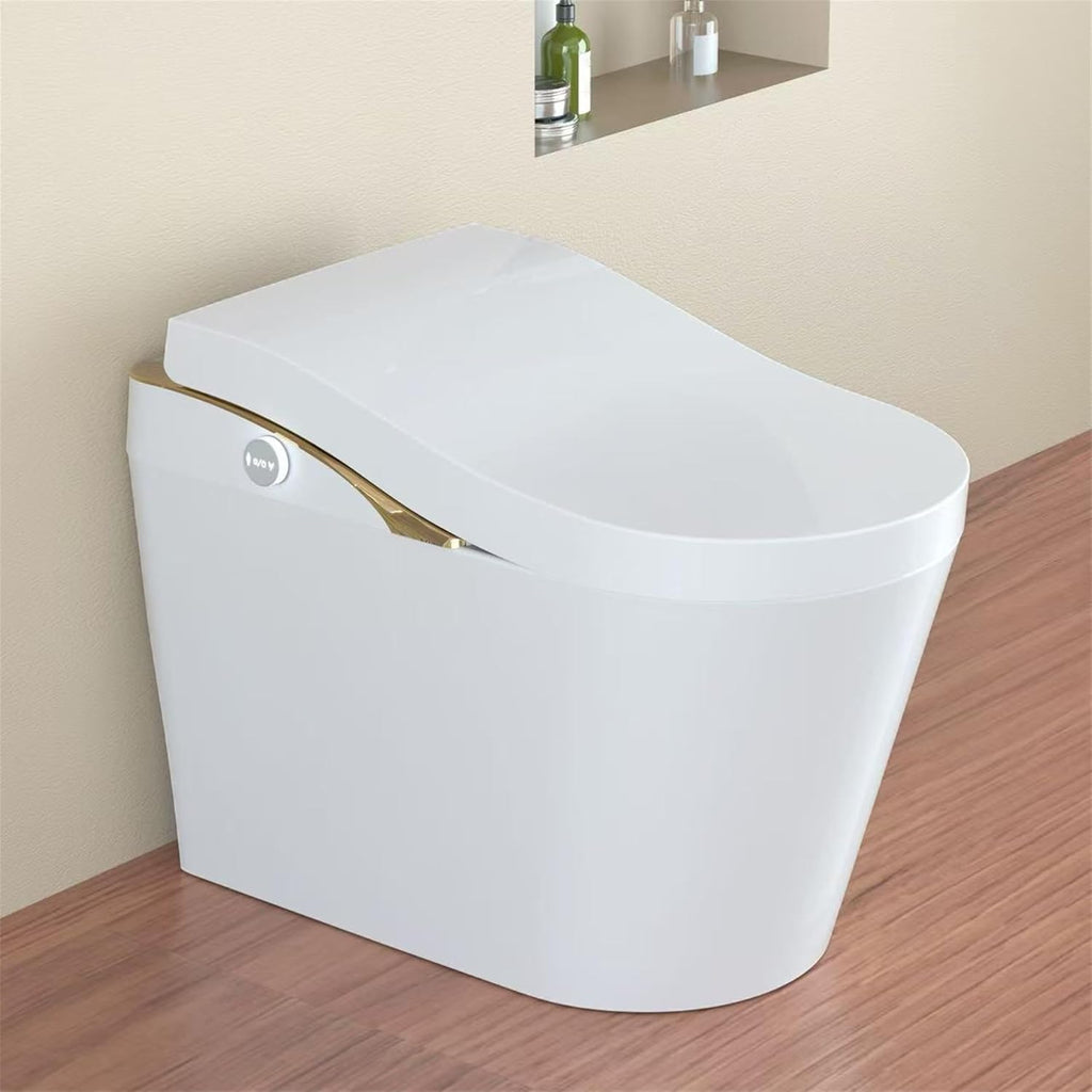 Smart Toilet With Bidet, Auto Flush, Auto Open,Close,Heated Seat, Warm Water and Dry, Foam Shield Function White