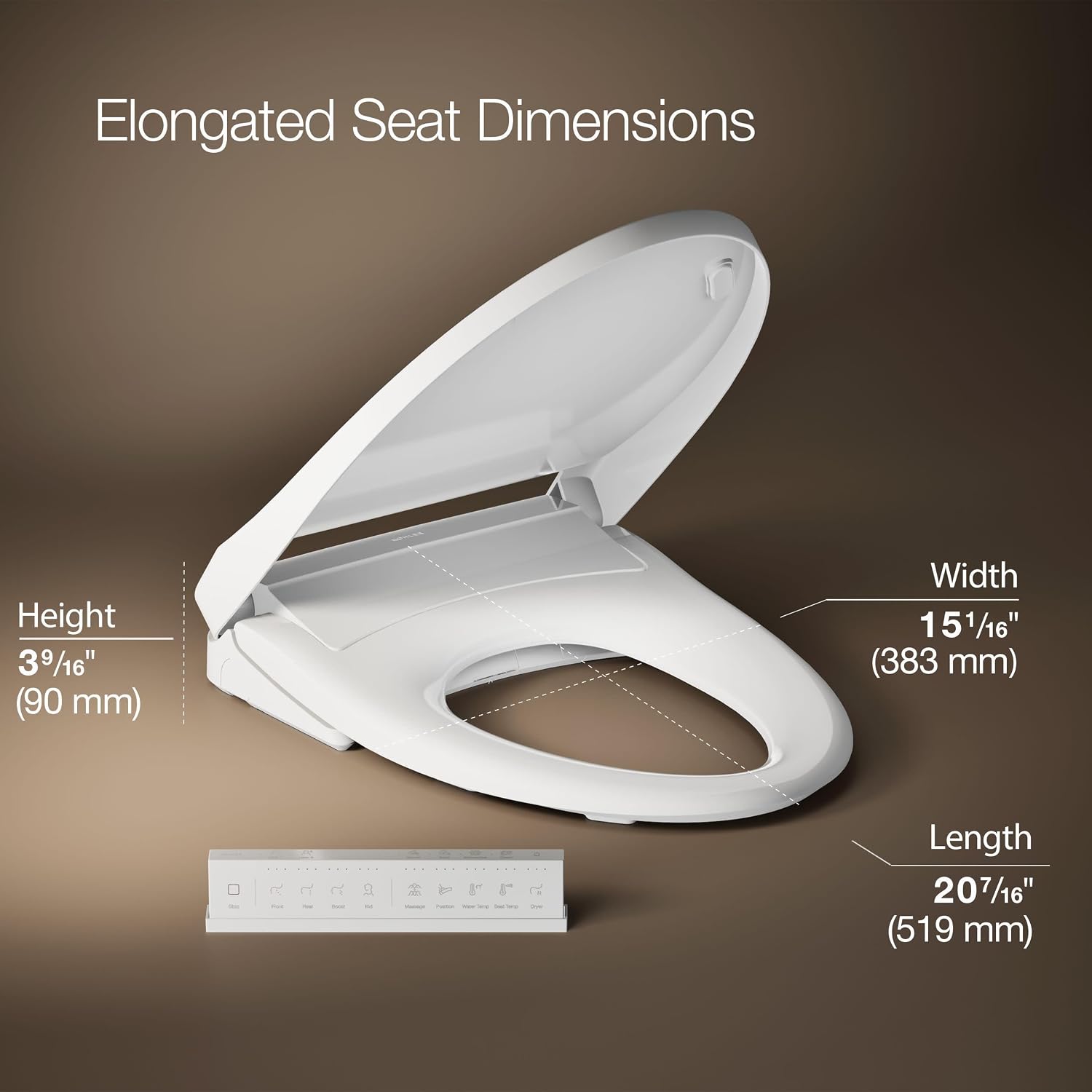 Kohler K-28821 PureWash E930 Elongated Bidet Toilet Seat with Remote Control, Quick Release, Quiet-Close Bidet Seat, Warm Water, Heated - White