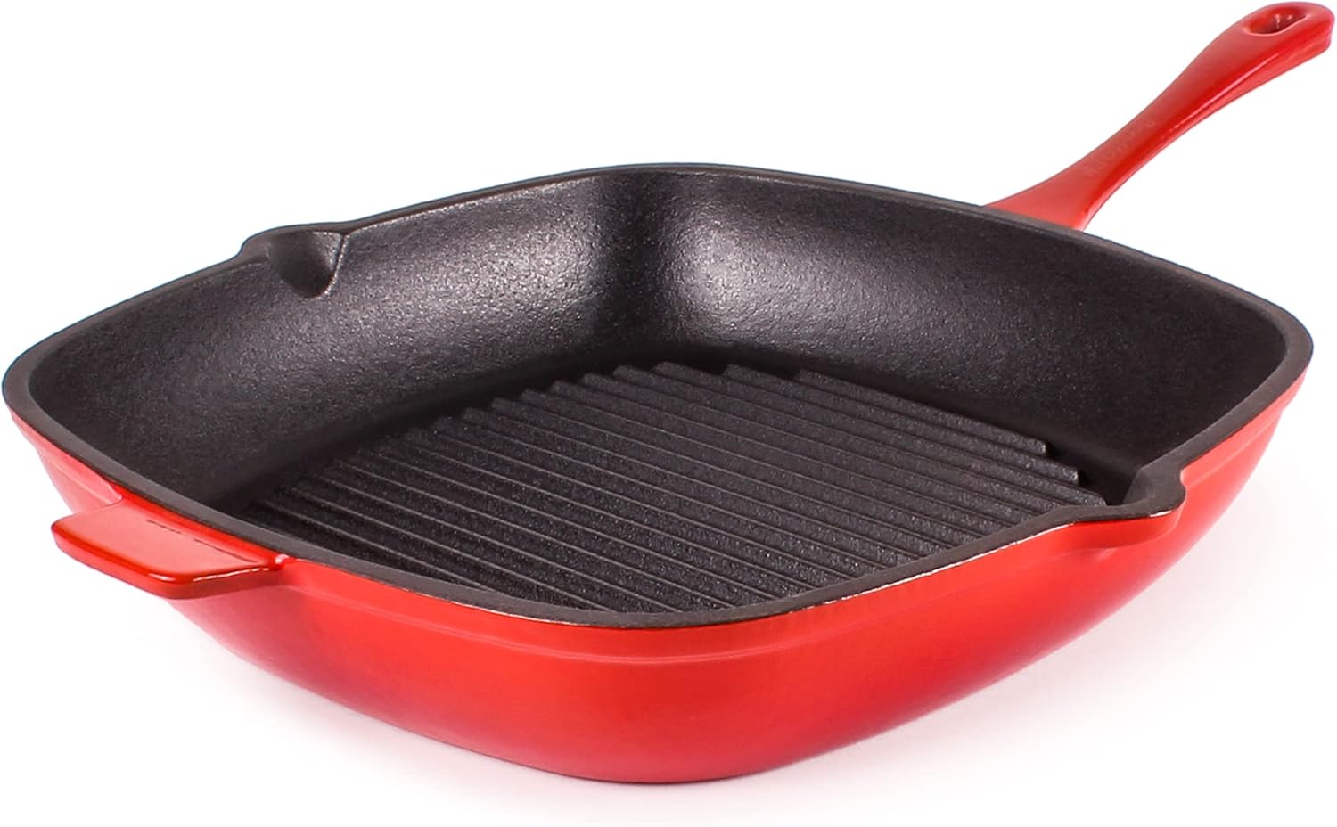 BergHOFF 3Pc Neo Enameled Cast Iron Cookware Set, 3qt. Dutch Oven, Matching Lid, Square Grill Pan 11 Inches, Oven Safe Up To 400°F, Red