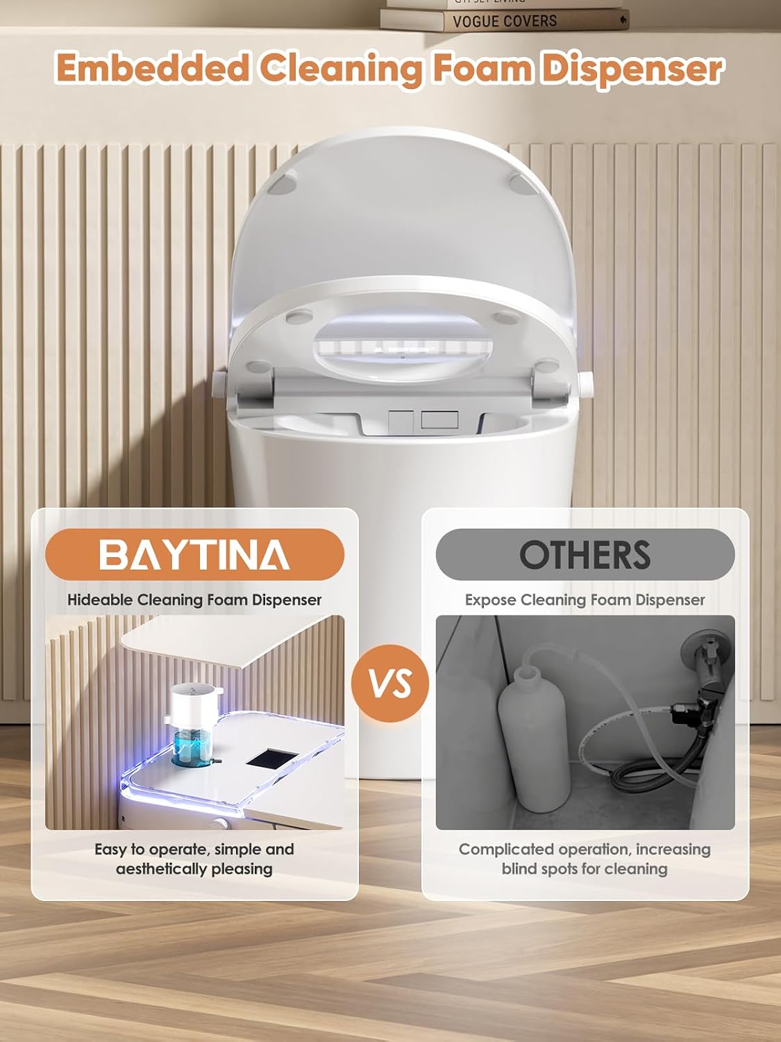 Smart Toilet with Auto Open/Close Lid - Warm Water Bidet, ADA Comfort Height Heated Seat, Dryer, Night Light, Foam Shield, Dual Auto Flush, Foot Sensor, Modern Elongated One-Piece Toilet