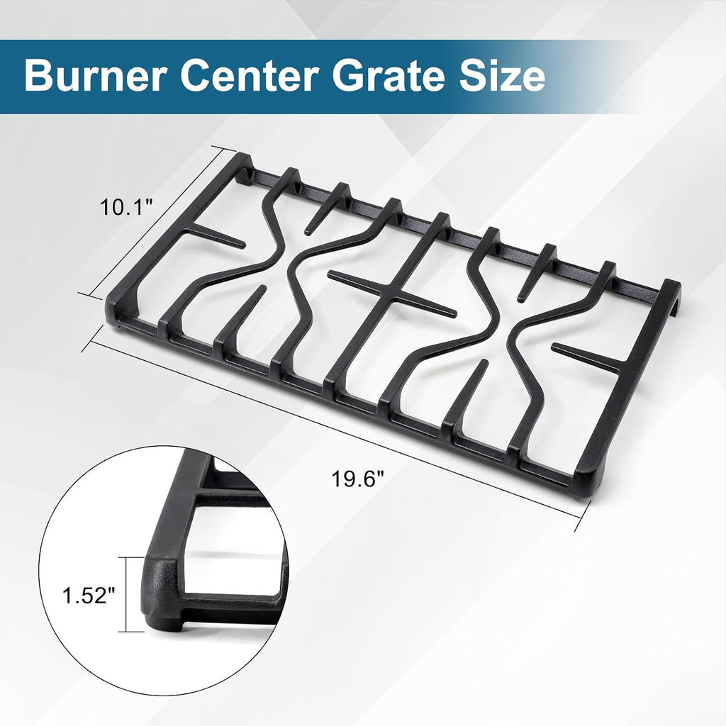 Criditpid WB31X27151 Side Grate & WB31X27150 Center Grate Kit Replacement Parts for GE Stoves, General Electric Gas Range Burner Grate for JGBS66REKSS JGB735SPSS JGBS86SPSS, 2+1 Pack.