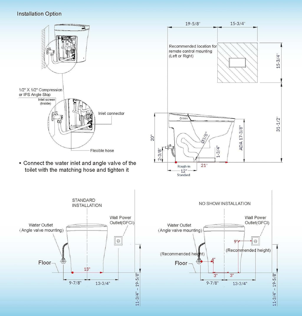 WOODBRIDGE B0970S One Piece Elongated Smart Tankless Bidet Toilet, ADA Height, Auto Flush, Foot Sensor Operation, Heated Seat with Integrated Multi Function Remote Control in White