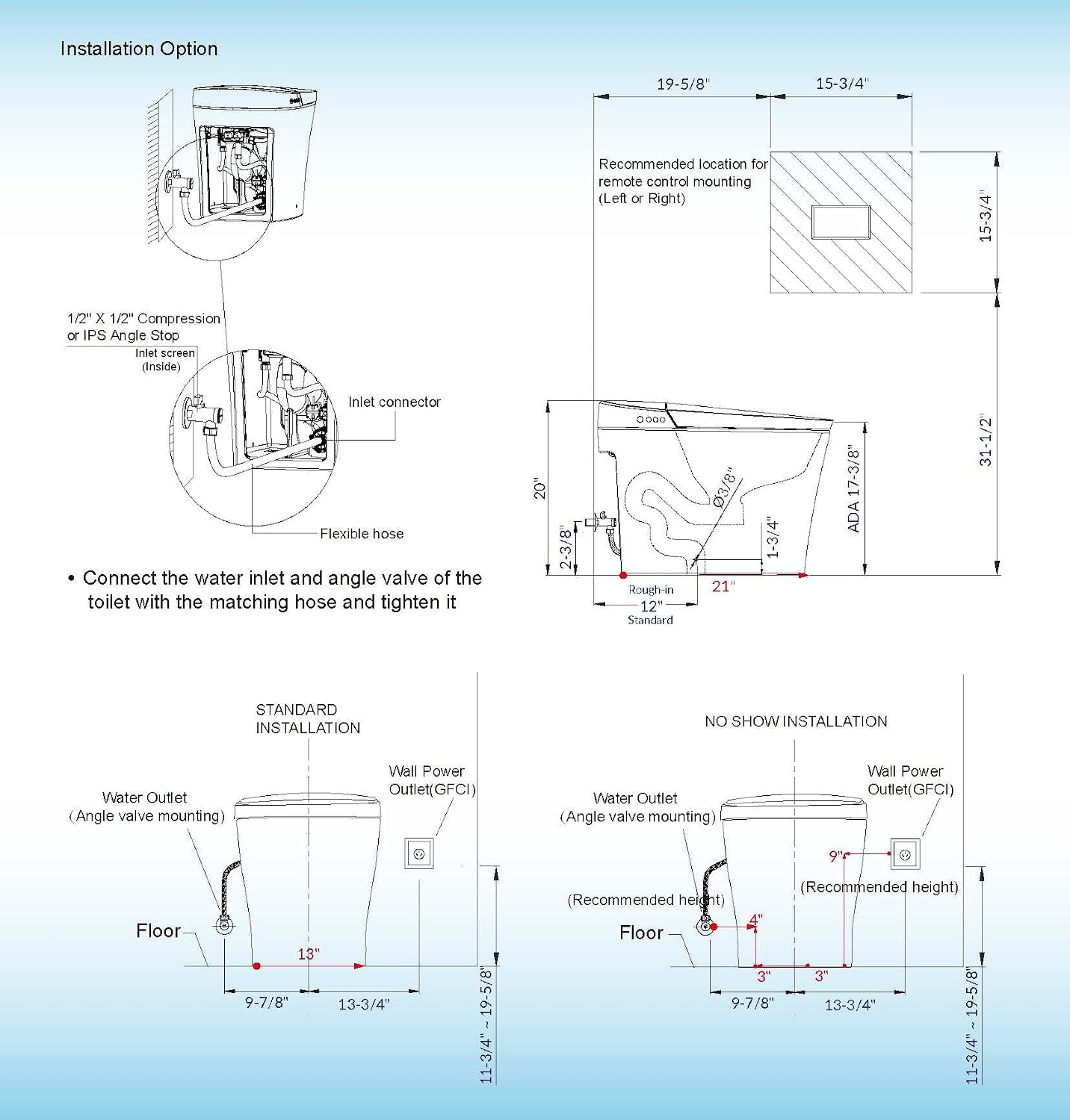 WOODBRIDGE B0970S One Piece Elongated Smart Tankless Bidet Toilet, ADA Height, Auto Flush, Foot Sensor Operation, Heated Seat with Integrated Multi Function Remote Control in White