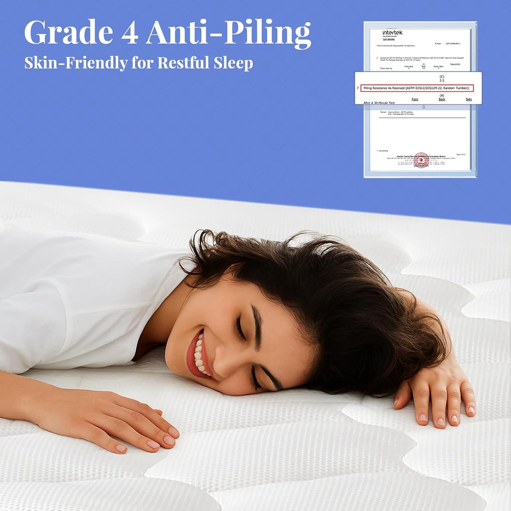 OhGeni Cooling 5 lnch Queen Size Dual Layer Mattress Topper, 3 Inch Egg Crate Gel Memory Foam, 2 Inch Pillow Top Pad, Bedroom Essentials Mattresses Cover, Extra Comfortable Sleep and Back Pain Relief