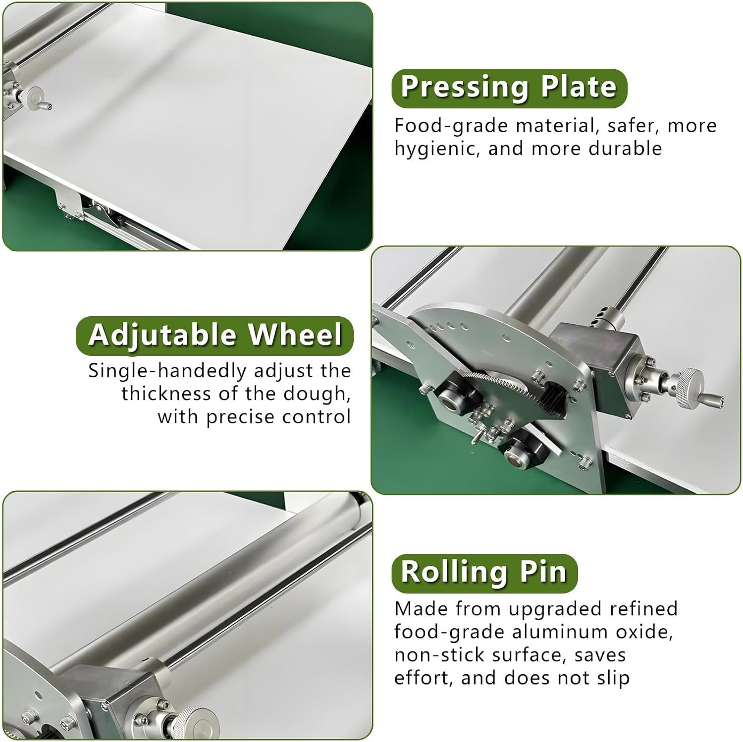 Stainless Steel Dough Roller Machine Electric Dough Sheeter,With Adjustable Thicknesses,(1 Scrolling Panel) For Making Bakery Puff Pastry Pizza-Electric Folding Kitchens Machine,Cleans In A Flash