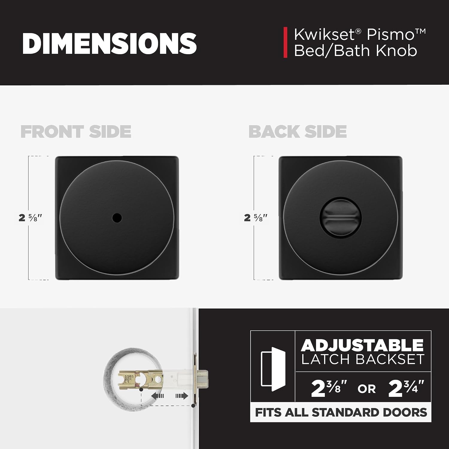 Kwikset Pismo Interior Privacy Door Knob with Lock, Door Handle for Bathroom and Bedroom, Matte Black Keyless Turn Lock Doorknob, with Microban Protection, (Pack of 12)