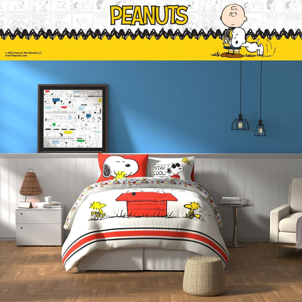 Franco Peanuts & Snoopy Classic Pals Super Soft Comforter and Sheet Set, 5 Piece Queen Size, (Official Licensed Product) Collectibles