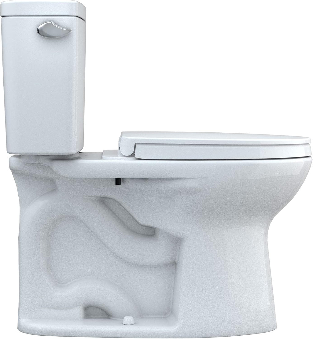 TOTO Drake Two-Piece Elongated 1.28 GPF TORNADO FLUSH Toilet with CEFIONTECT and SoftClose Seat, WASHLET+ Ready, Cotton White - MS776124CEG#01