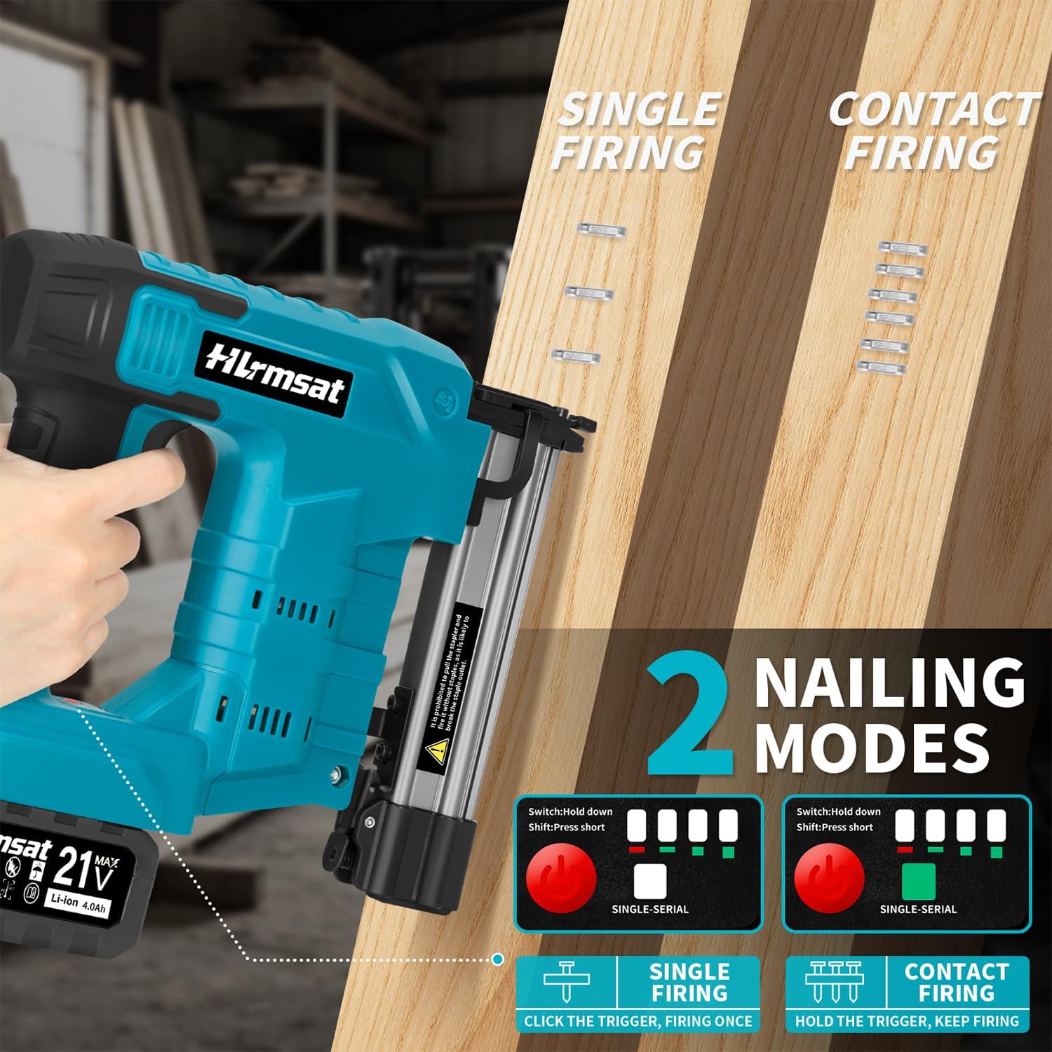 18 Gauge Brad Nailer Cordless,2-In-1 Brushless Nail Gun And Staple Gun with 2×4.0Ah Battery,Electric Pistola De Clavos De Bateria with 1200Pcs Nails for Woodworking,Home Improvement DIY