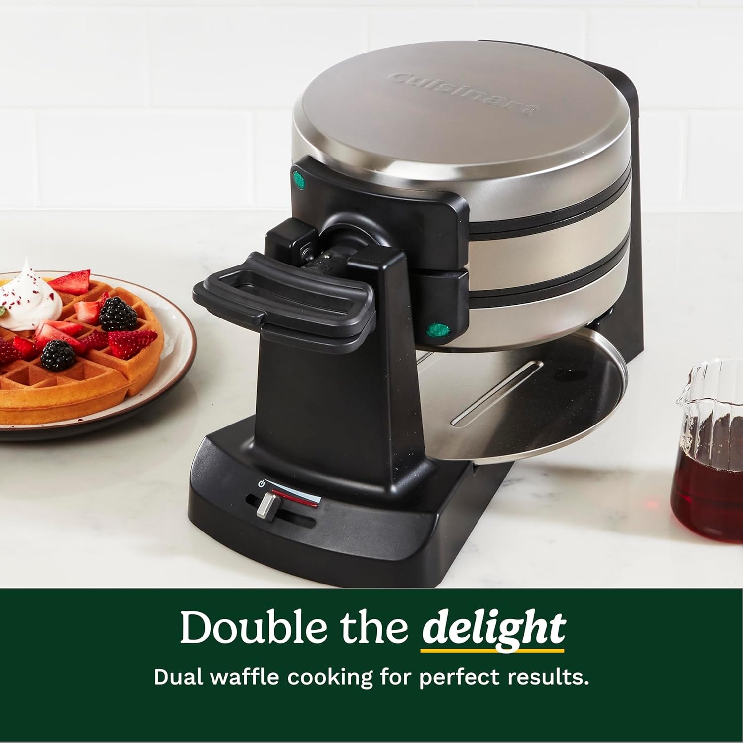 Cuisinart Double Flip Belgian Waffle Maker, WAF-F40NAS, Stainless Steel, Grey and Black