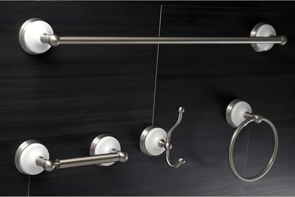 Kingston Brass BAK1111478SN Victorian 4-Piece 24-Inch Towel Bar Bathroom Accessory Set in Brushed Nickel