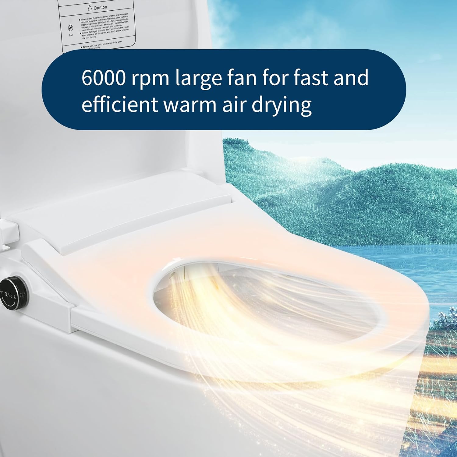 Electric Bidet Toilet Seat Round,24V Low-Voltage Heated Seat Instant Warm Water Wash & Warm Air Dryer,Self-Cleaning Nozzle,Remote Control,Soft Close Lid,Smart Bidet for Standard Round Toilets