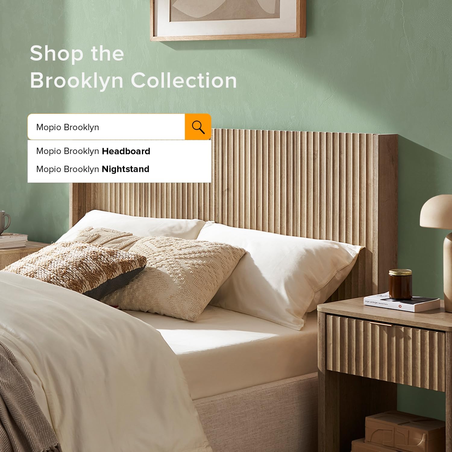mopio Brooklyn Fluted Panel Wingback Headboard 80.8' - Wall Mount Headboard for King Bed, Modern Farmhouse Bedroom Decor, 4-Panel Assembly (Golden Oak, King)
