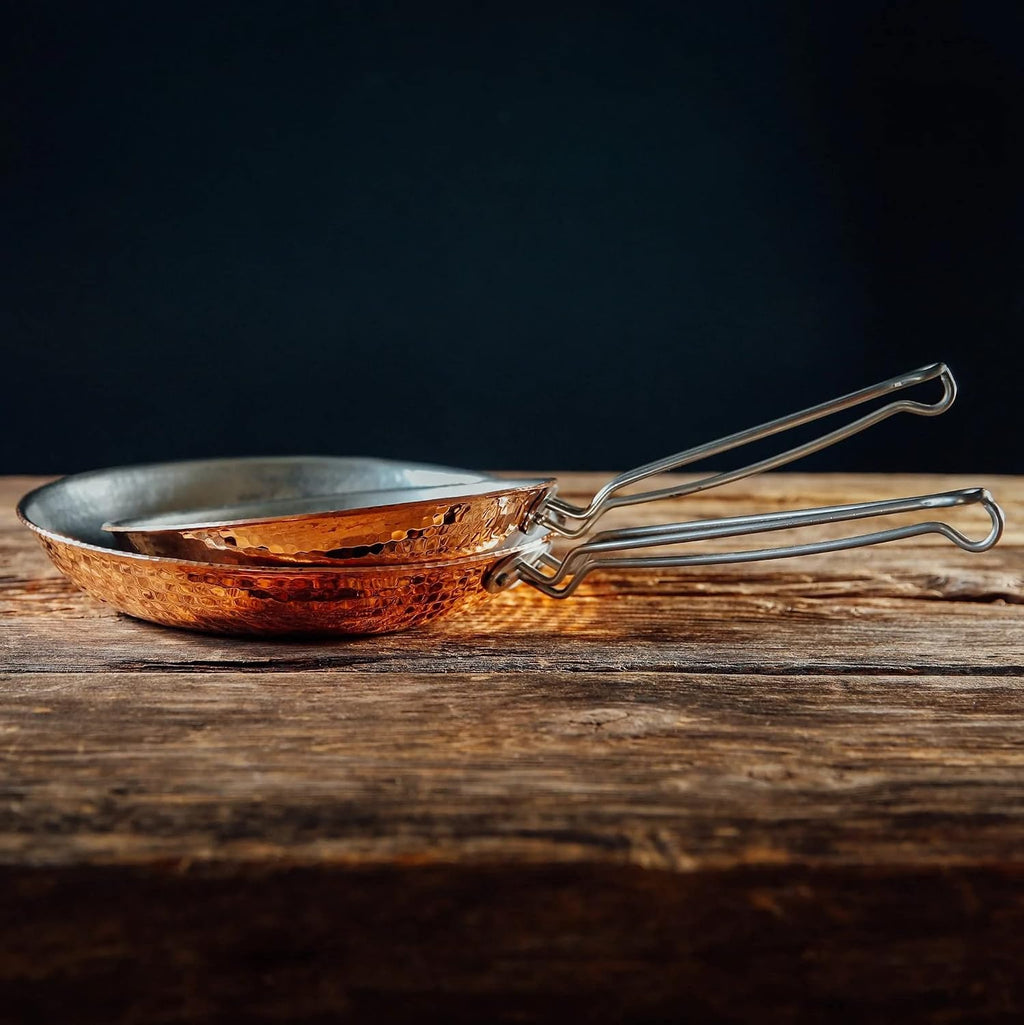 Sertodo Copper Skillet Pan | 10 inch Diameter | Patented Stainless Steel Handle System | Naturally Non-Stick Tin Lining, Pure Copper Body | Professional Kitchen Grade | Elegant, Durable, Functional