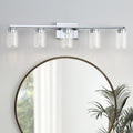 EMONG 5-Light Chrome Bathroom Light Fixtures,Dimmable 5CCT LED Vanity Lights with Clear Glass,2700K-6500K Adjustable Crystal Bubble Bathroom Lights Over Mirror for Hallway,Living Room