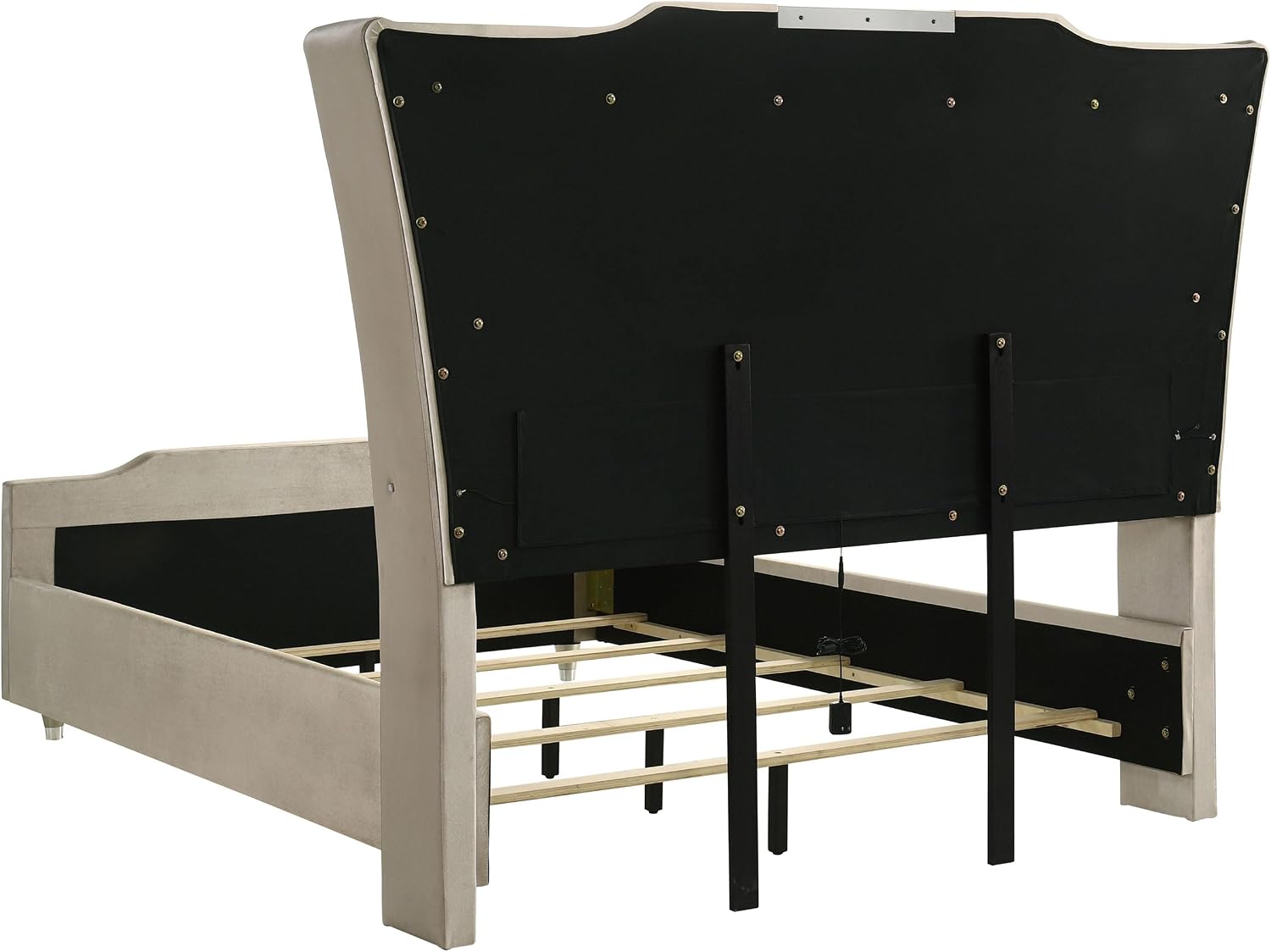 Coaster Home Furnishings - Lorient - Wood - 5-Piece Bedroom Set with LED Wingback Bed, USB Port, Traditional Style and Tufted Crown Details - Bedroom - Queen Size - Ivory and Camel - 222661Q-S5