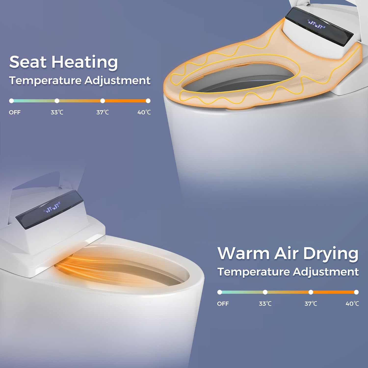 Smart Toilet with Built-in Heated Seat, One-Piece Bidet Toilet, Tankless Toilet with Foot Sensor Flushing and LED Display