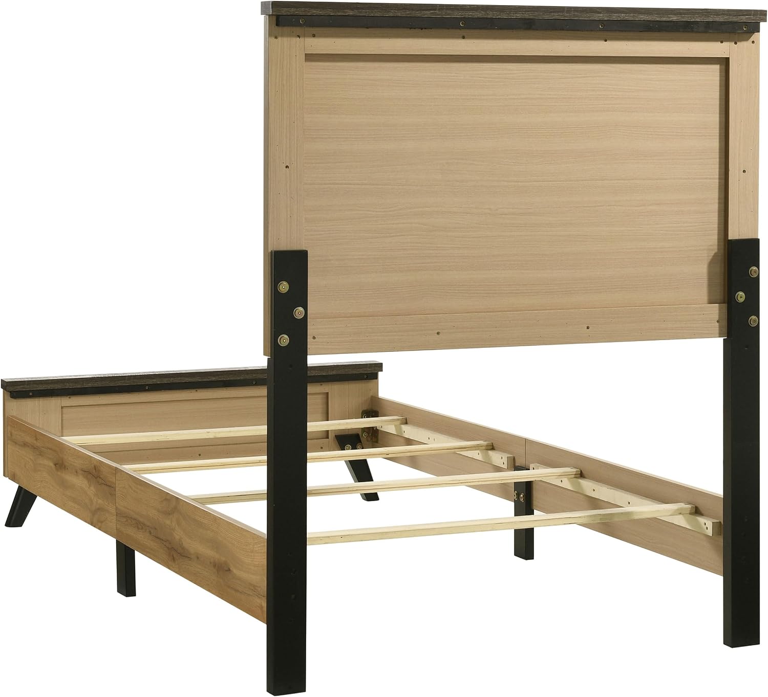 Coaster Home Furnishings Kaywood Mid-Century Modern 4-Piece Bedroom Set Twin Size Panel Bed Frame 52-inch Headboard Weathered Brown and Natural Pine 225001T-S4