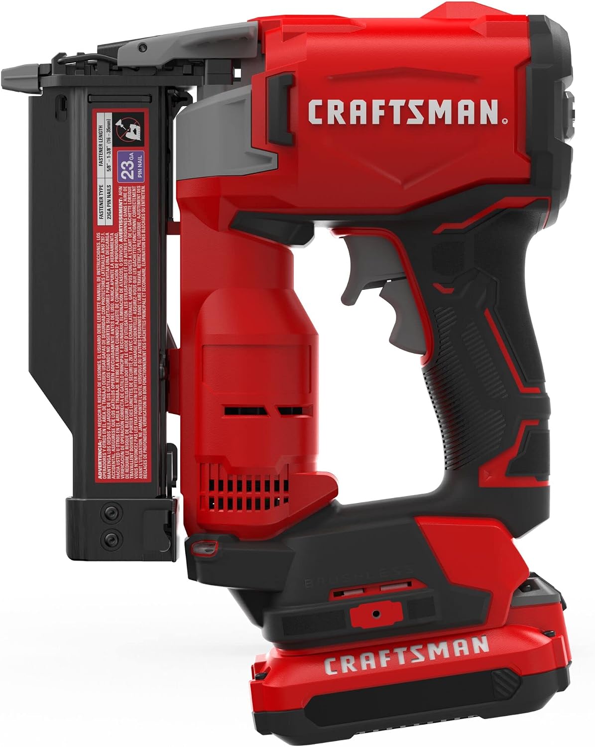 CRAFTSMAN V20 Pin Nailer Kit, 23 Gauge, Cordless, Battery and Charger Included (CMCN623C1)