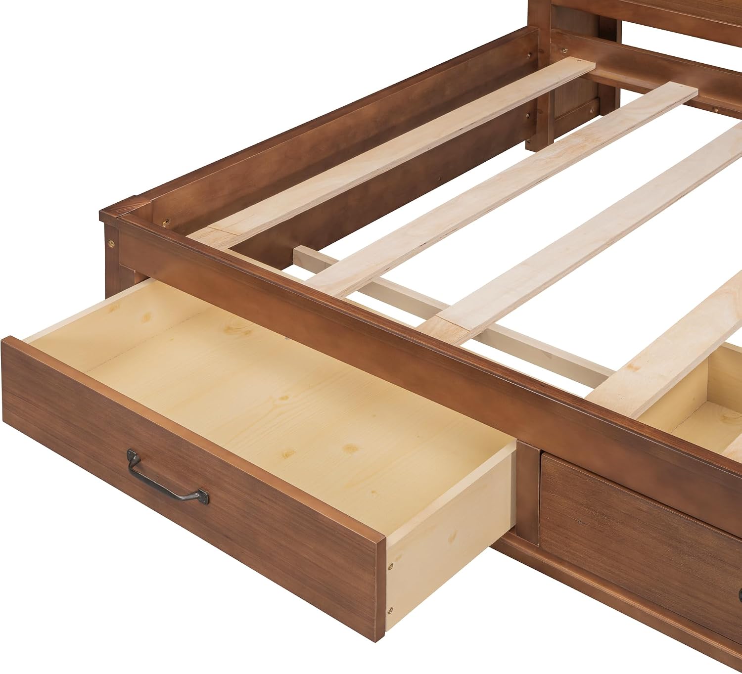 Merax Twin Size Wooden Daybed with 3 Storage Drawers,Headboard with Shelf,A Set of Sockets and USB Ports,Brown