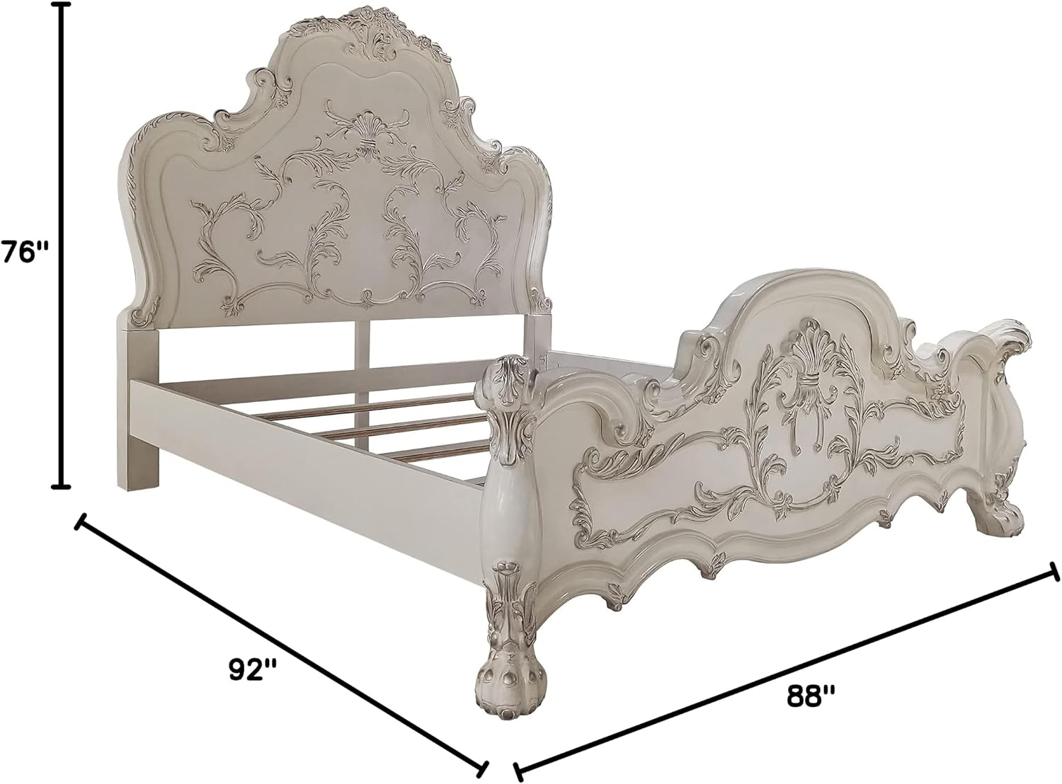 Acme Dresden Wooden Eastern King Bed with Arched Headboard in Bone White