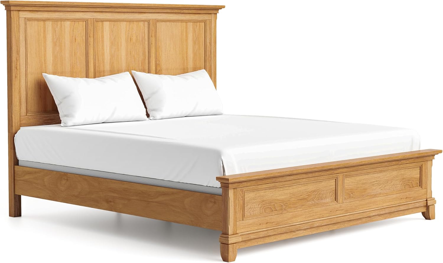 Furniture of America Yardley Farmhouse Solid Wood 5-Piece Bedroom Set with Platform Bed, Felt-Lined Top Drawers on Nightstands and Dresser with Mirror, Box Spring Needed, Queen, Natural Oak