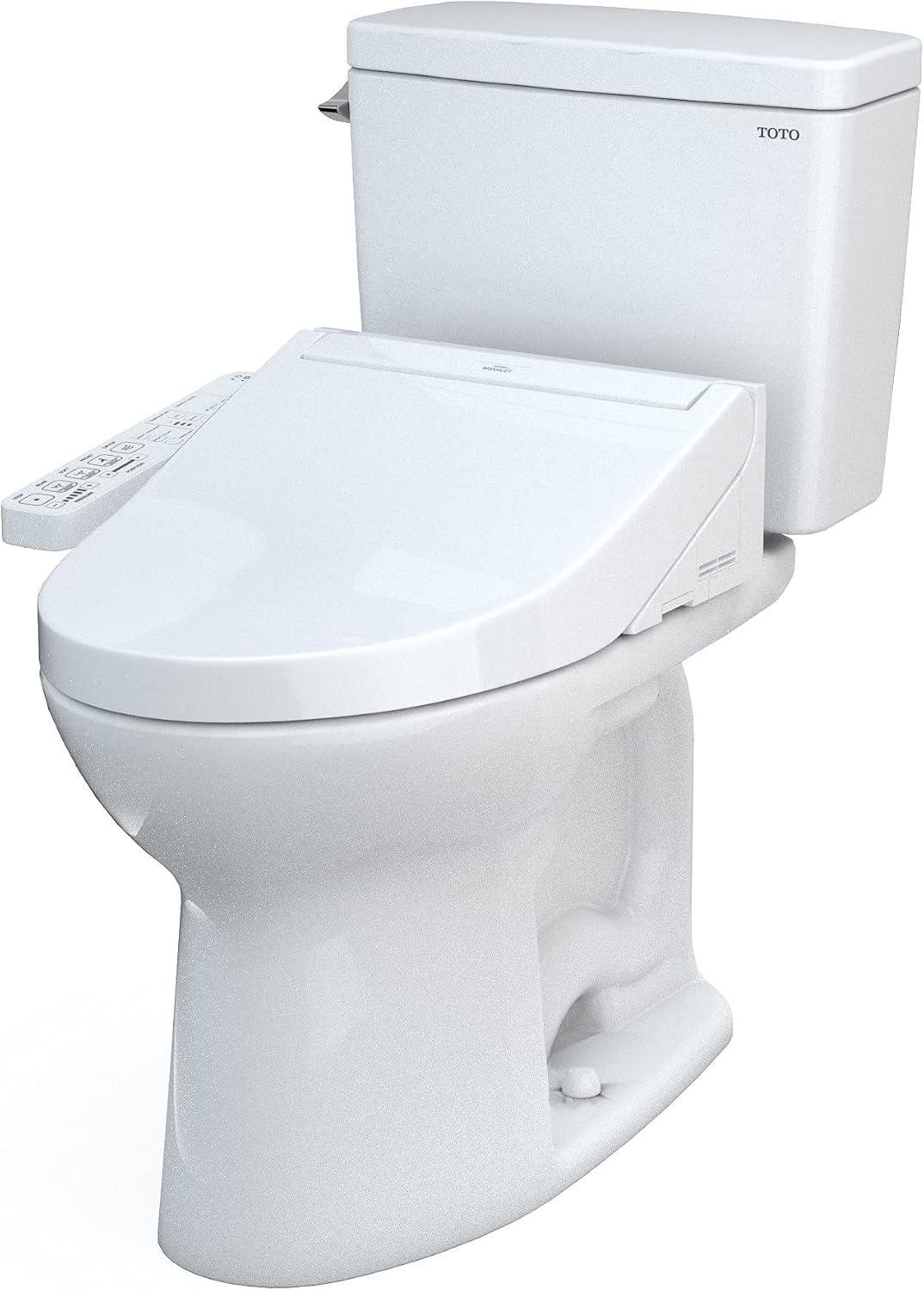 TOTO Drake Two-Piece Elongated 1.6 GPF TORNADO FLUSH Toilet with CEFIONTECT and SoftClose Seat, WASHLET+ Ready, Cotton White - MS776124CSG#01