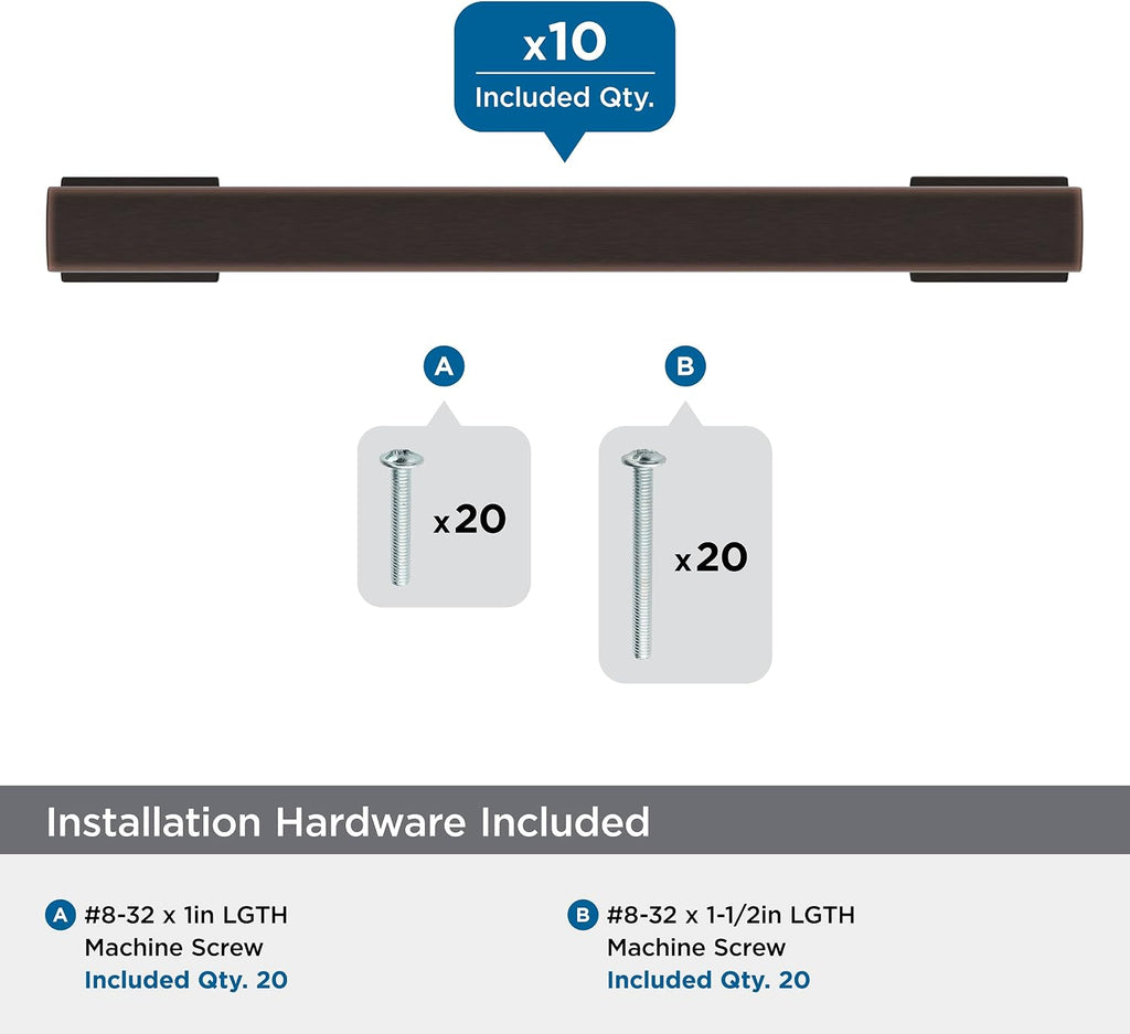 Amerock 10BX37092ORB | Oil Rubbed Bronze Cabinet Pull | 5-1/16 inch (128mm) Center-to-Center | 30 Pack | Triomphe | Furniture Hardware