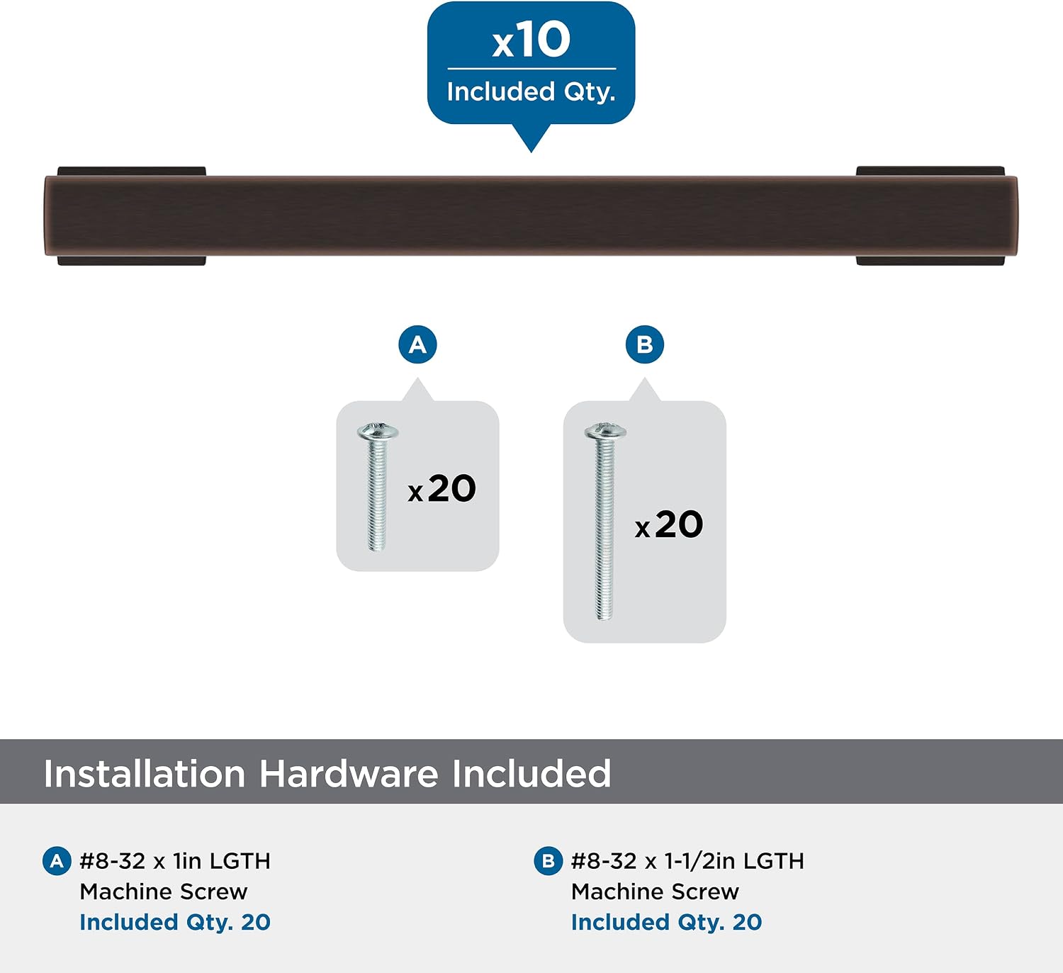 Amerock 10BX37092ORB | Oil Rubbed Bronze Cabinet Pull | 5-1/16 inch (128mm) Center-to-Center | 30 Pack | Triomphe | Furniture Hardware