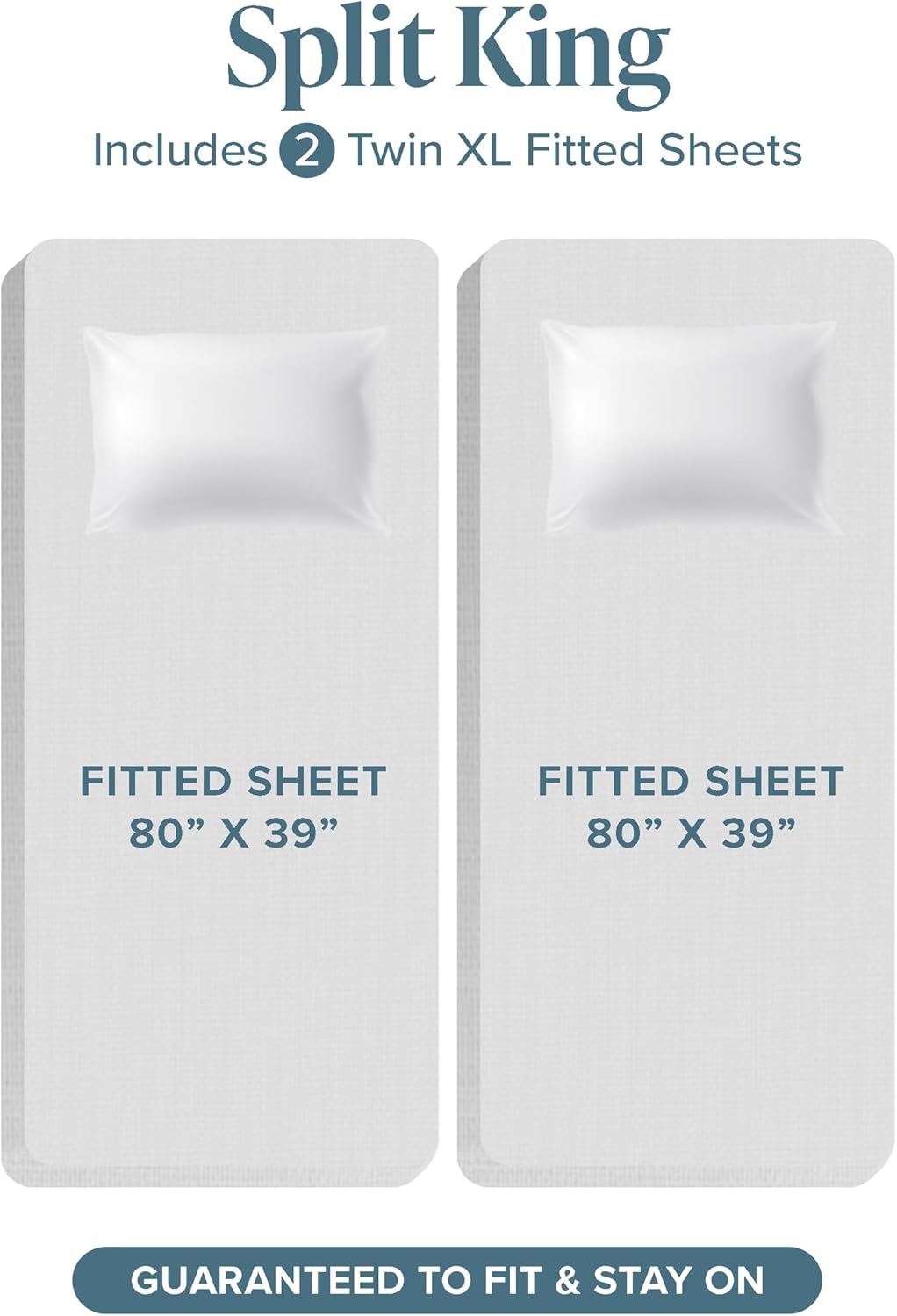 Bare Home 100% Organic Cotton Split King Sheet Set - Crisp Percale Weave - Lightweight & Breathable - Bedding Sheets & Pillowcases (Split King, Grey)