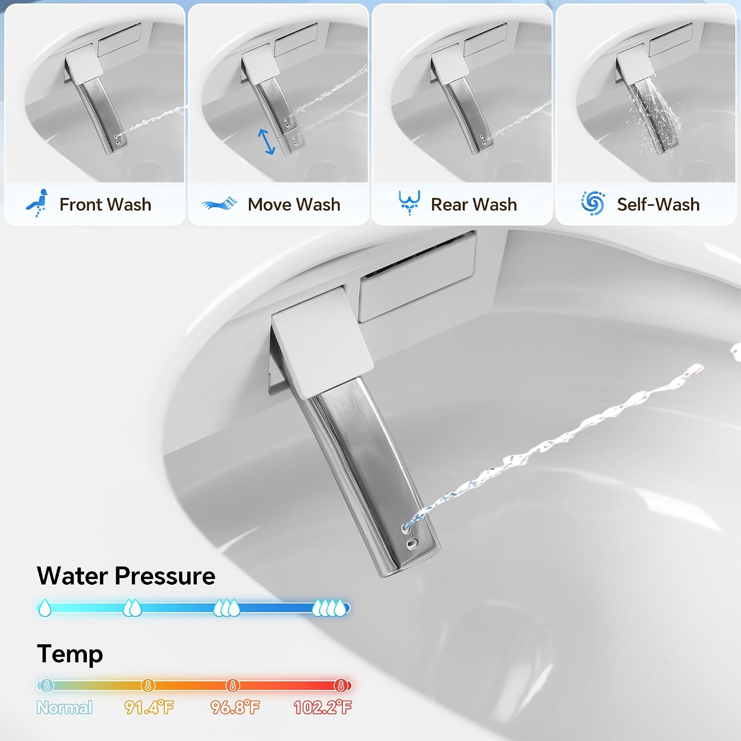 Elongated Smart Toilet With Bidet ADA Comfort Height Heated Seat MAP 1000g Powerful Flush Dual Flush 1.0/1.28 GPF Warm Water Dryer Night Light Remote Control