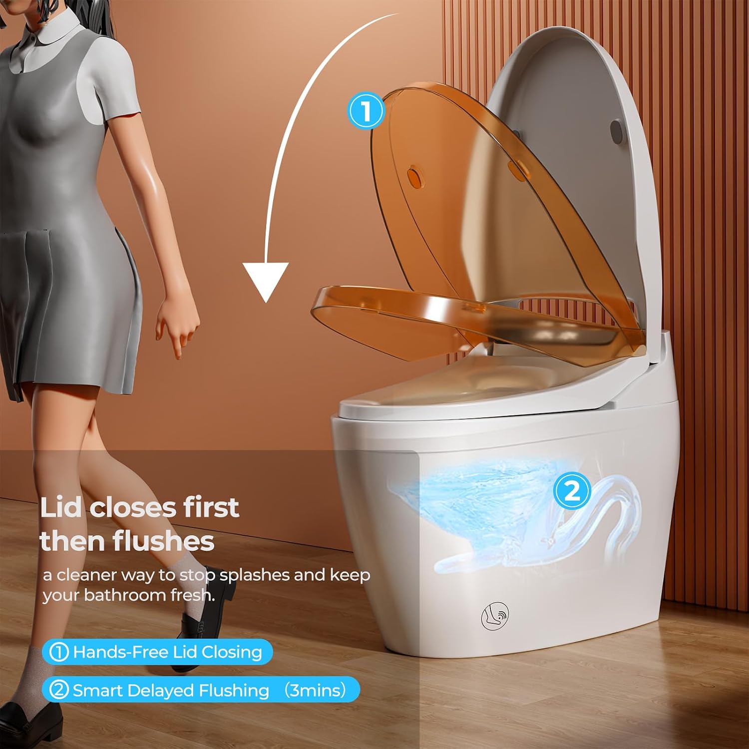 Smart Toilet with Bidet Built In,One Piece Bidet Toilet with Foam Shield,Elongated Tankless Toilet with LED Display,Auto Open/Close Lid,Heated Bidet Seat,Warm Water & Dryer