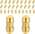 (Pack of 30) Foskan Push Fit Fittings, 1 Inch x 1 Inch Brass Straight Coupling With Disconnect Clip, Push to Connect PEX, Copper, CPVC Pipes for Pipe Repairs & Projects