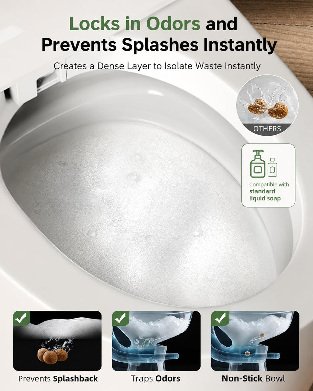Smart Toilet with Bidet Built In, One-Piece Electric Tank Toilet with Auto Open & Close Lid, Dual Flush 1.28 GPF, Heated Seat, Remote Control, Foam Shield, Warm Air Dryer & Temp Display