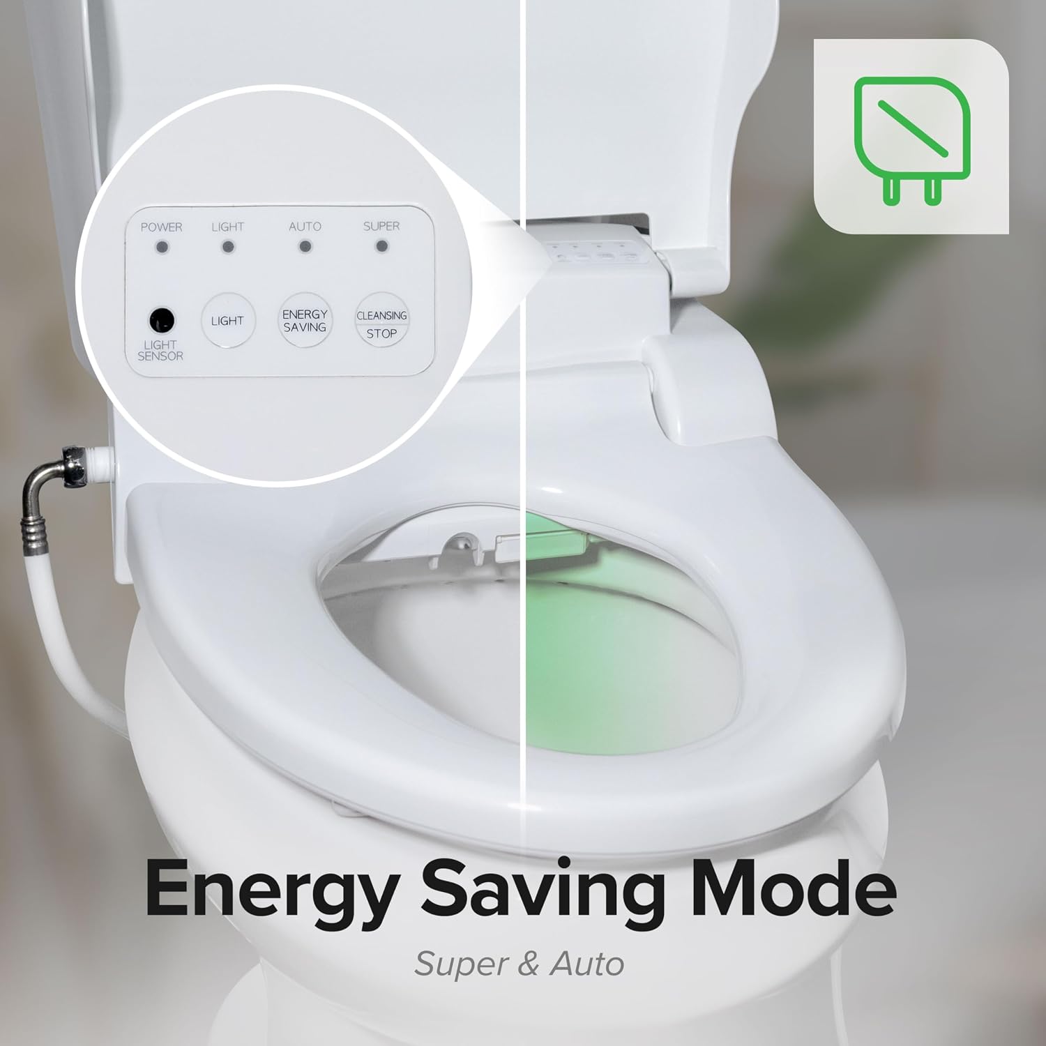 SmartBidet® SB-2400 Advanced Electric Smart Bidet Slim Profile Seat in Elongated White with Remote Control, LED Night Light, Stainless Steel Nozzle, Heated Seat, Warm Dryer