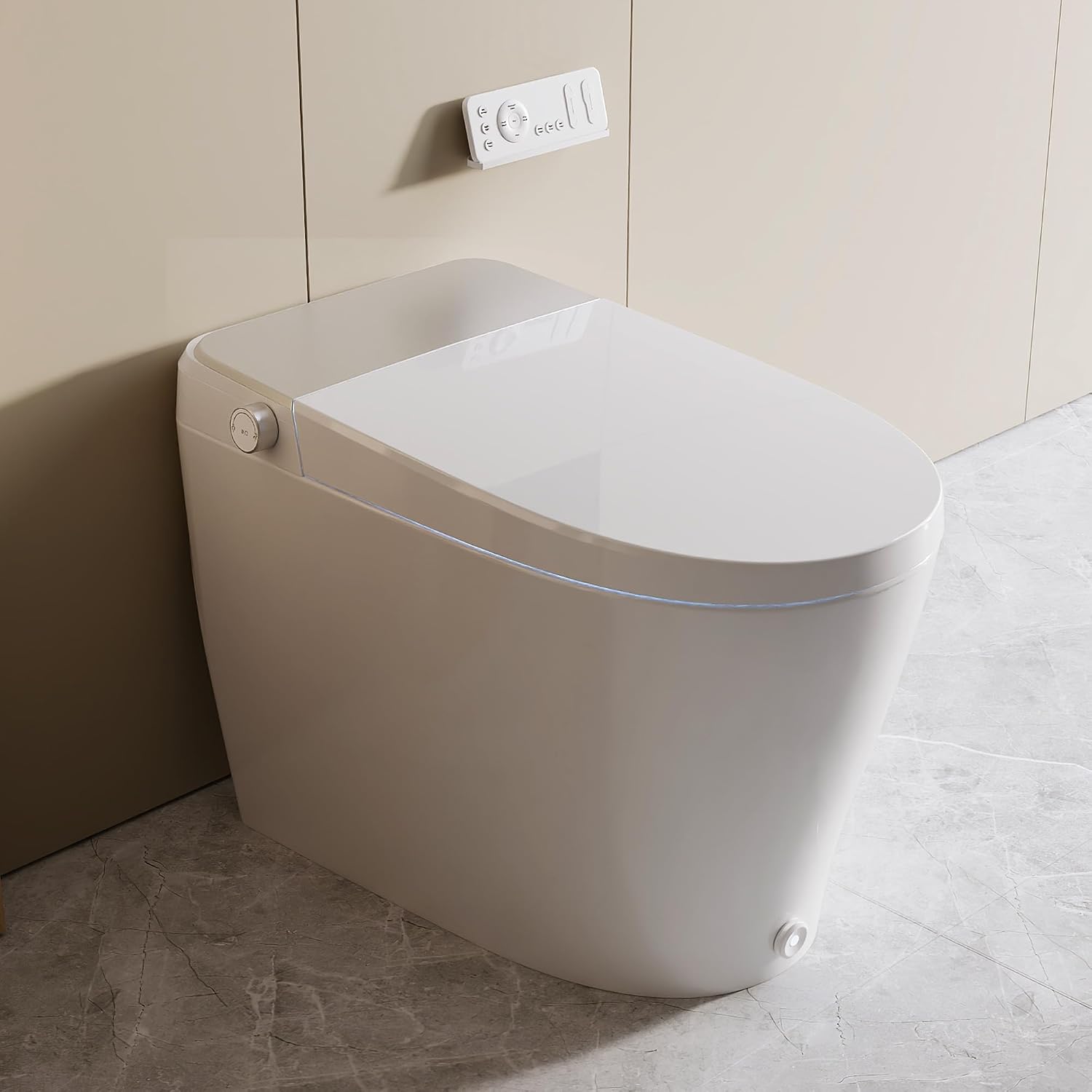DeerValley Smart Toilet One Piece Tankless Toilet with Bidet Built in Smart Toilet with 1.28GPF Auto Flush Foot Kick Blackout Flush Warm Water and Air Dryer Heated Seat Remote Control - DV-1S0458