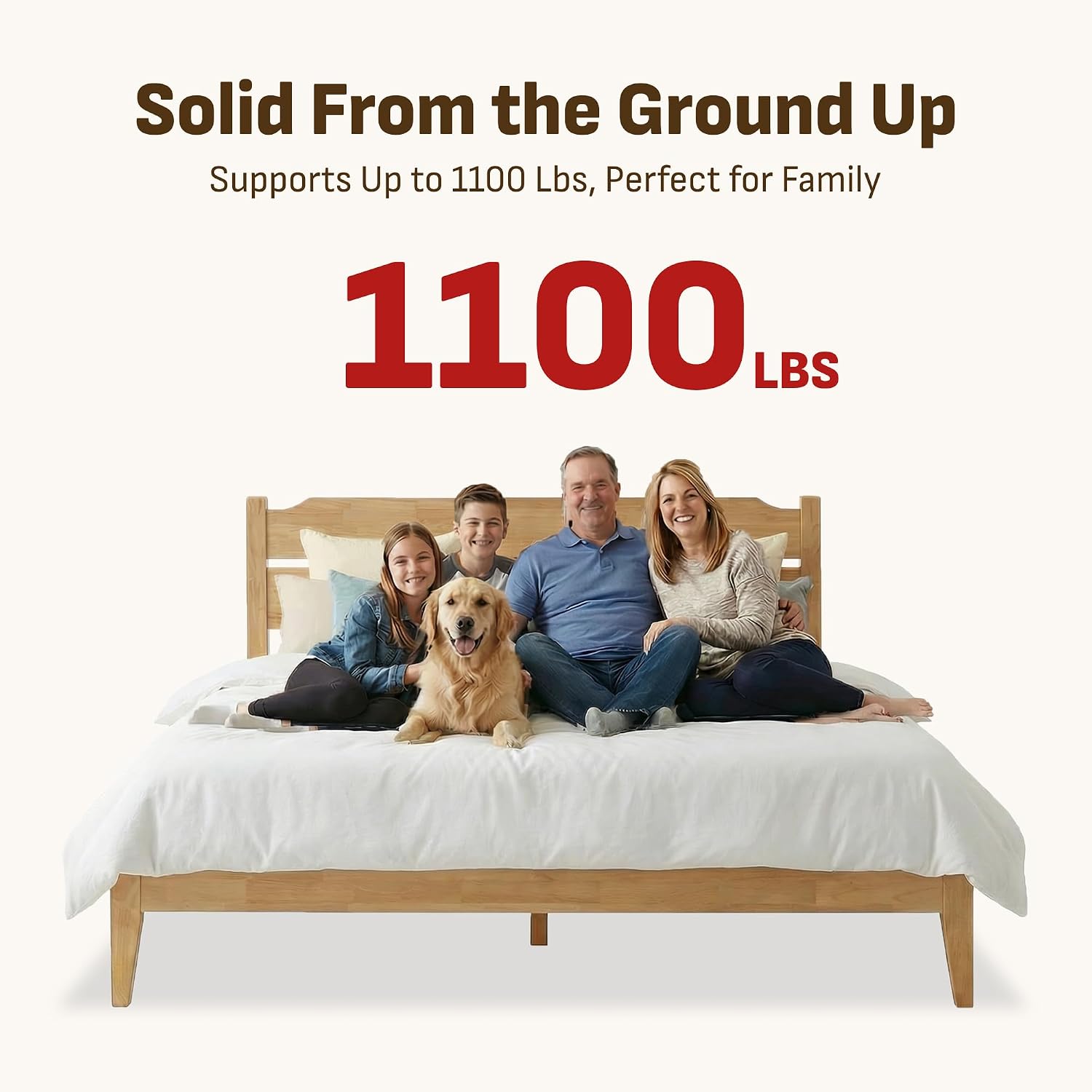 Softa Full Solid Wood Bed Frame with 10' Hybrid Mattress, 1100 Lbs Heavy Duty Rubberwood Platform Bed, 15-Min Tool-Free Assembly, Quiet Stable Support, Japanese Design, No Box Spring Needed