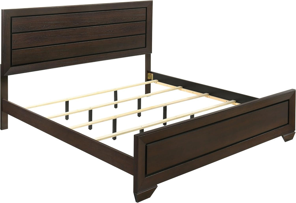 Coaster Home Furnishings Kauffman Transitional 4-Piece Bedroom Set Eastern King Size Panel Bed Frame 54-inch Headboard Dark Cocoa 204391KE-S4