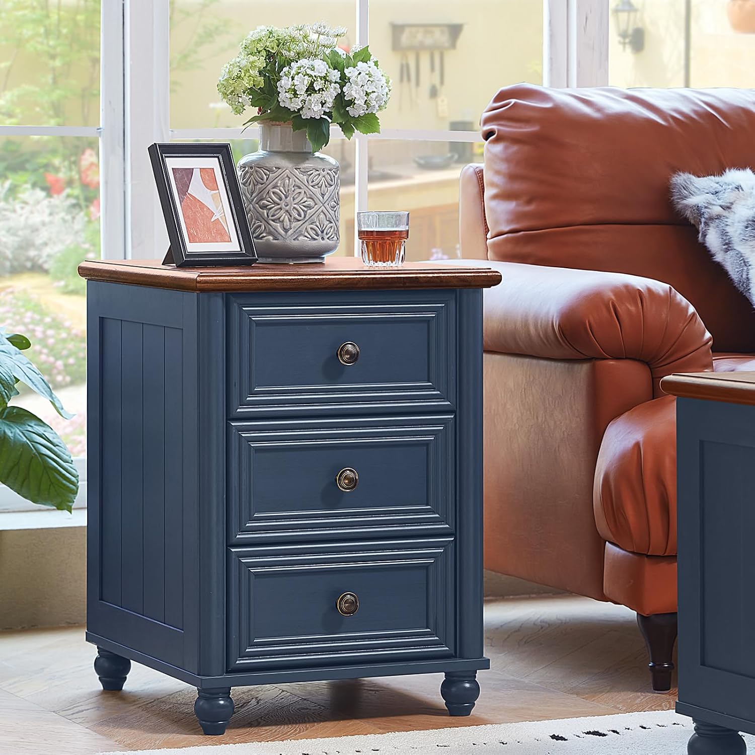 RWYHG Farmhouse Dresser and Nightstand Sets 4 Piece, Wooden 6 Drawers Dresser & 43.5' Tall Chest of Drawers, 18' Roman Column Nightstand Set of 2, Furniture Dressers for Bedroom, Living Room